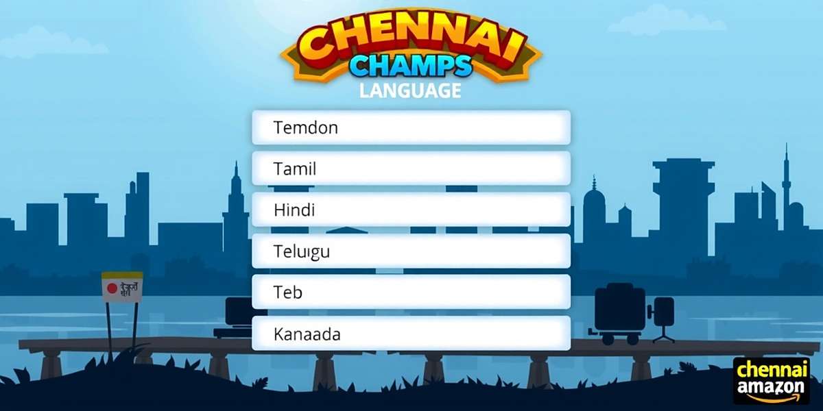 Chennai Champs Language Support Chennai Champs language selection screen showing various Indian languages including Tamil, Hindi, Telugu, and Kannada